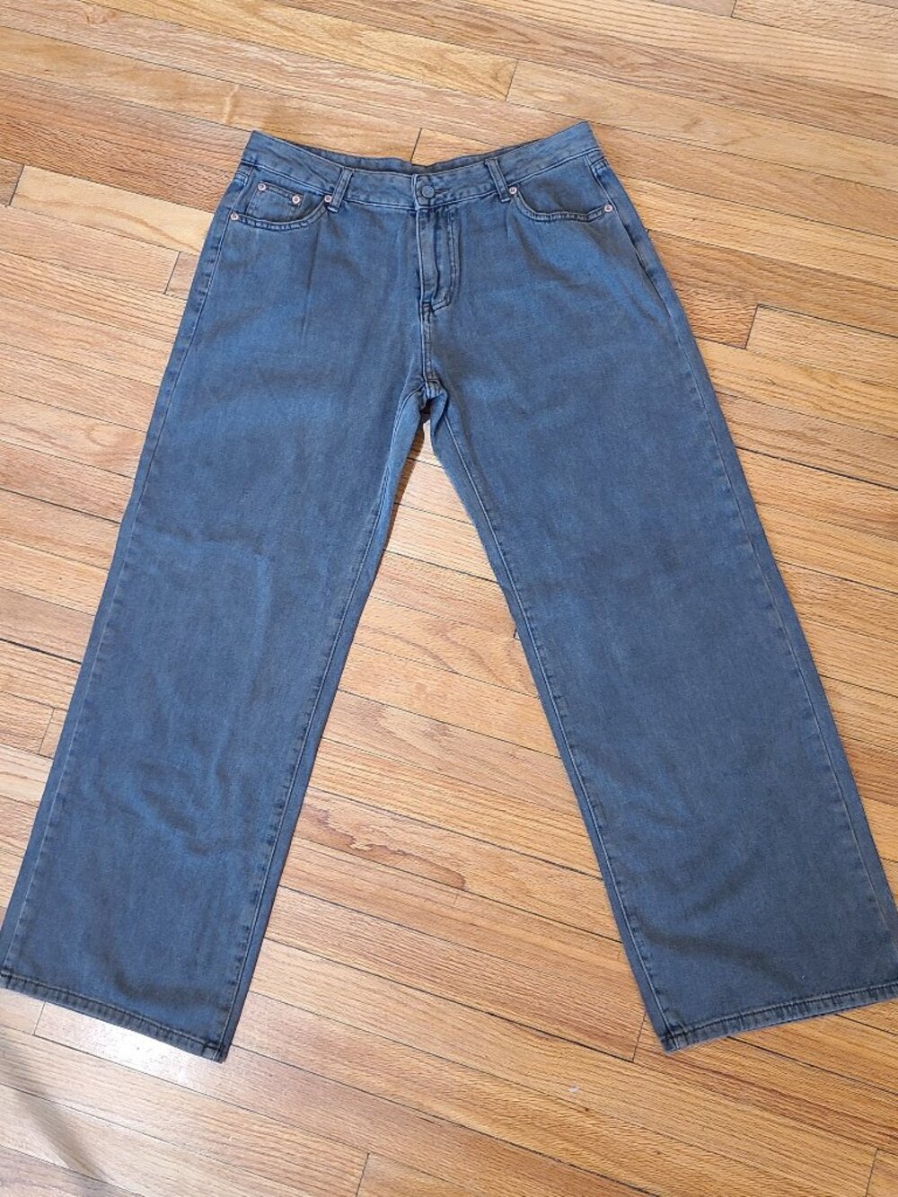 Gaiety Grey Baggy Wide Leg Jeans High Waisted Oversized Skater Denim XL